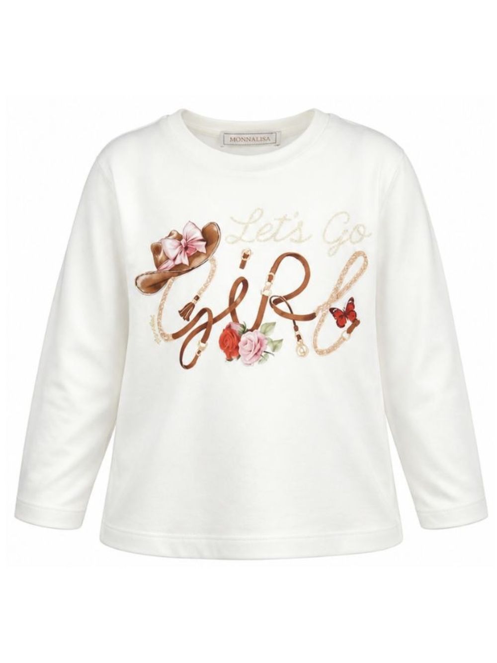 T-shirt per bambina Monnalisa Kids bianca con stampa grafica sul davanti 11H612 8201 0001 MONNALISA KIDS 