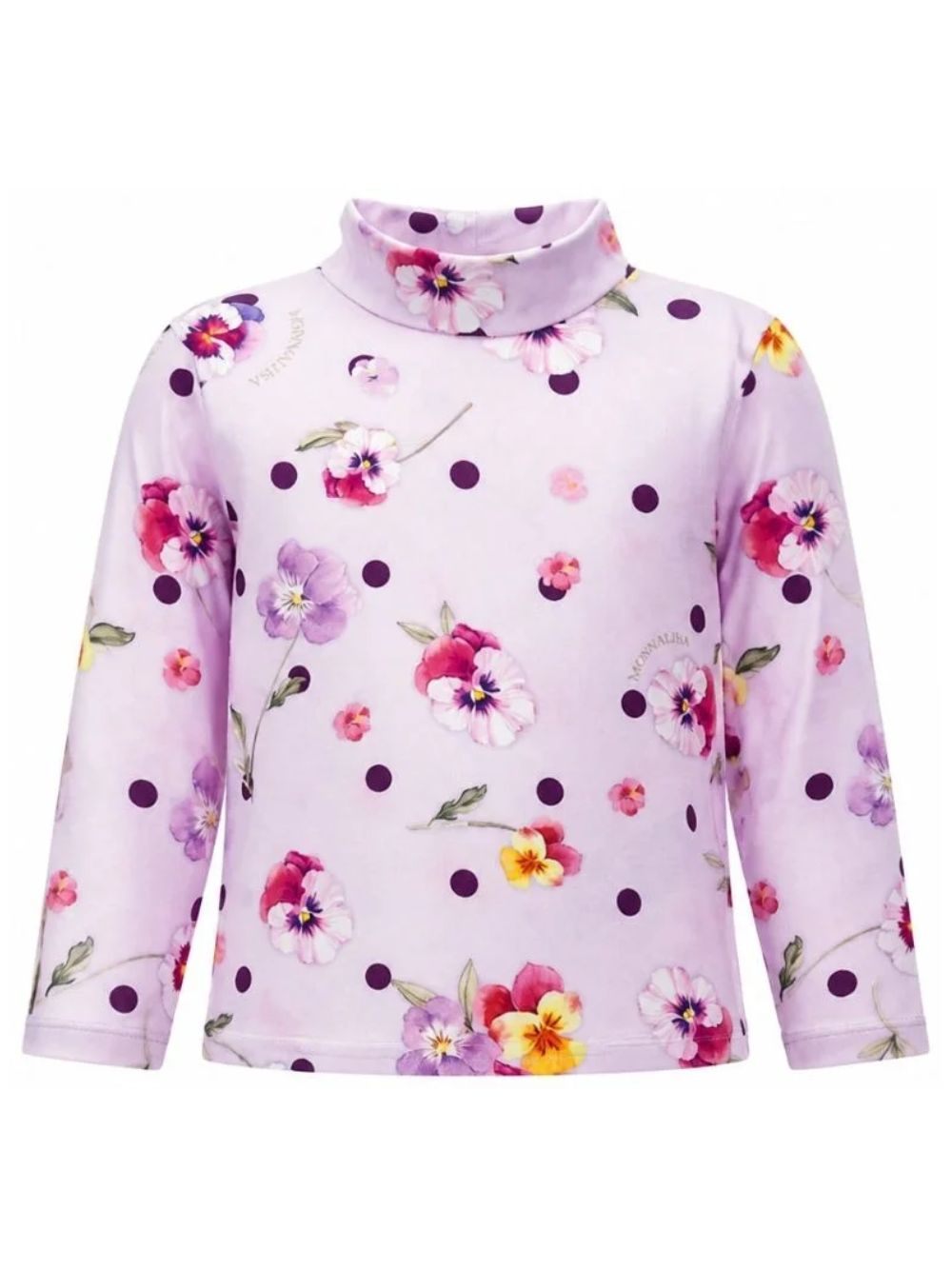 T-shirt per bambina Monnalisa Kids rosa con stampa a fiori e motivo a pois 11H618 8653 0063 MONNALISA KIDS 