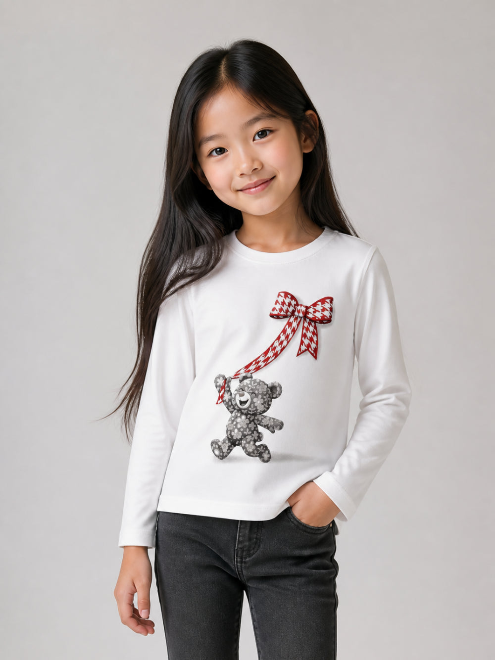 T-shirt per bambina Monnalisa Kids bianca con stampa grafica 11H619 8201 0132 MONNALISA KIDS 
