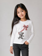 T-shirt per bambina Monnalisa Kids bianca con stampa grafica 11H619 8201 0132 MONNALISA KIDS 