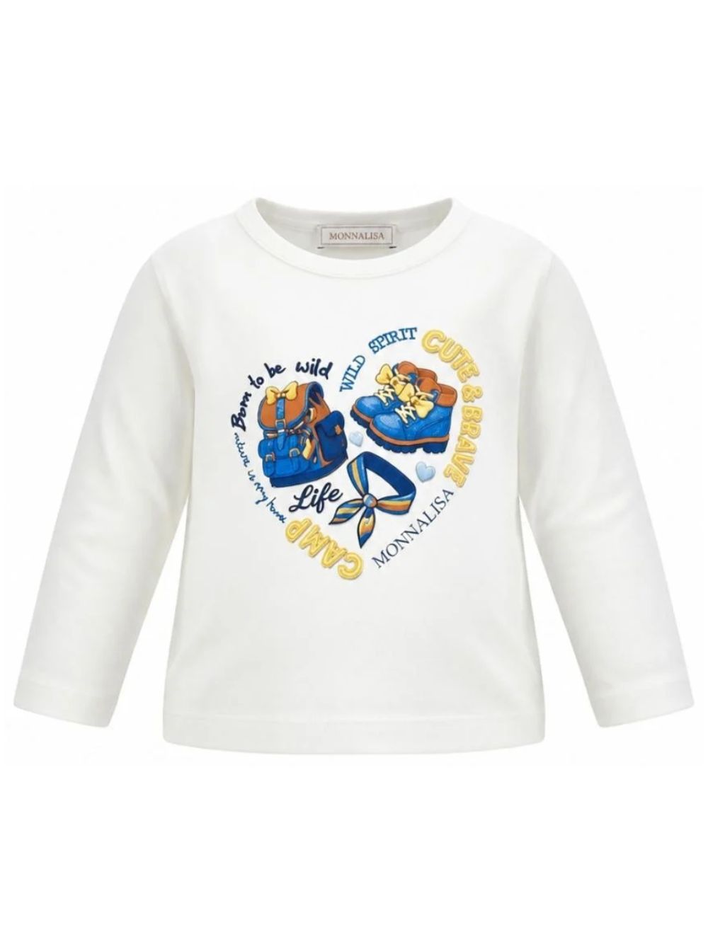 T-shirt per bambina Monnalisa Kids bianca con stampa grafica e maniche lunghe 11H624 8201 0156 MONNALISA KIDS 
