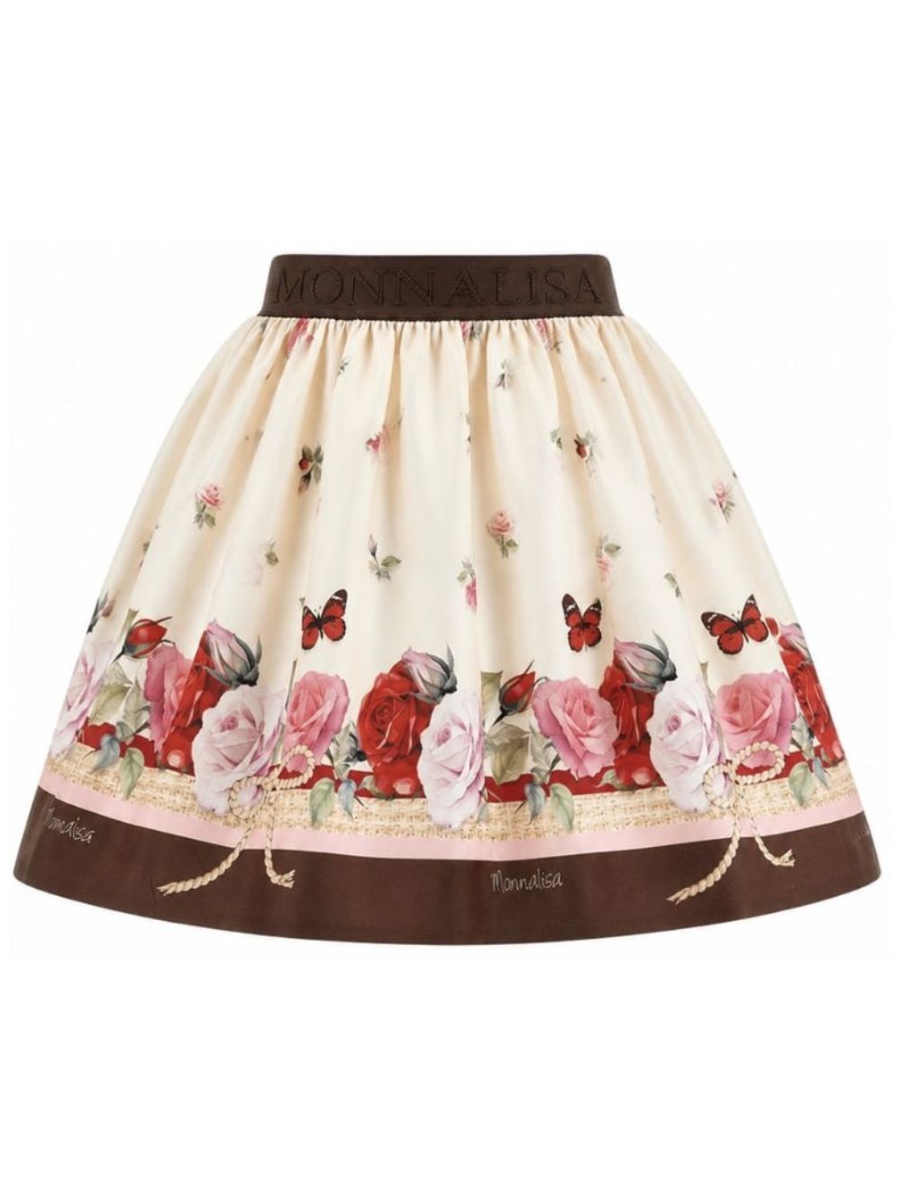 Gonna per bambina Monnalisa Kids beige con stampa fiori all-over 11H701 8620 0684 MONNALISA KIDS 