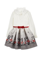 Abito per bambina Monnalisa Kids bianco con stampa orsetto all-over 11H909 8669 0031 MONNALISA KIDS 