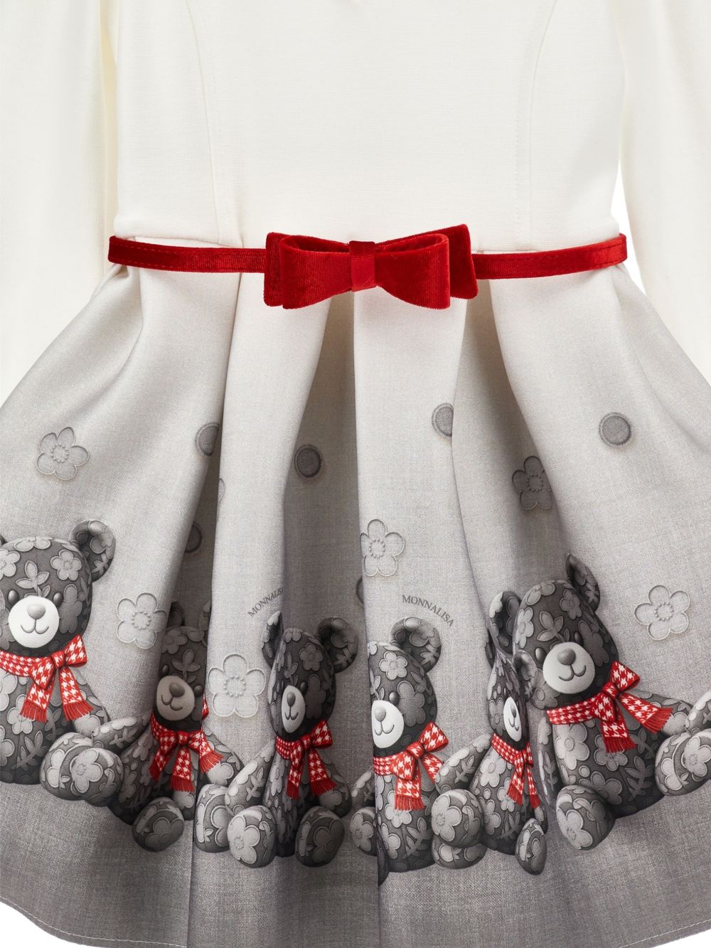Abito per bambina Monnalisa Kids bianco con stampa orsetto all-over 11H909 8669 0031 MONNALISA KIDS 