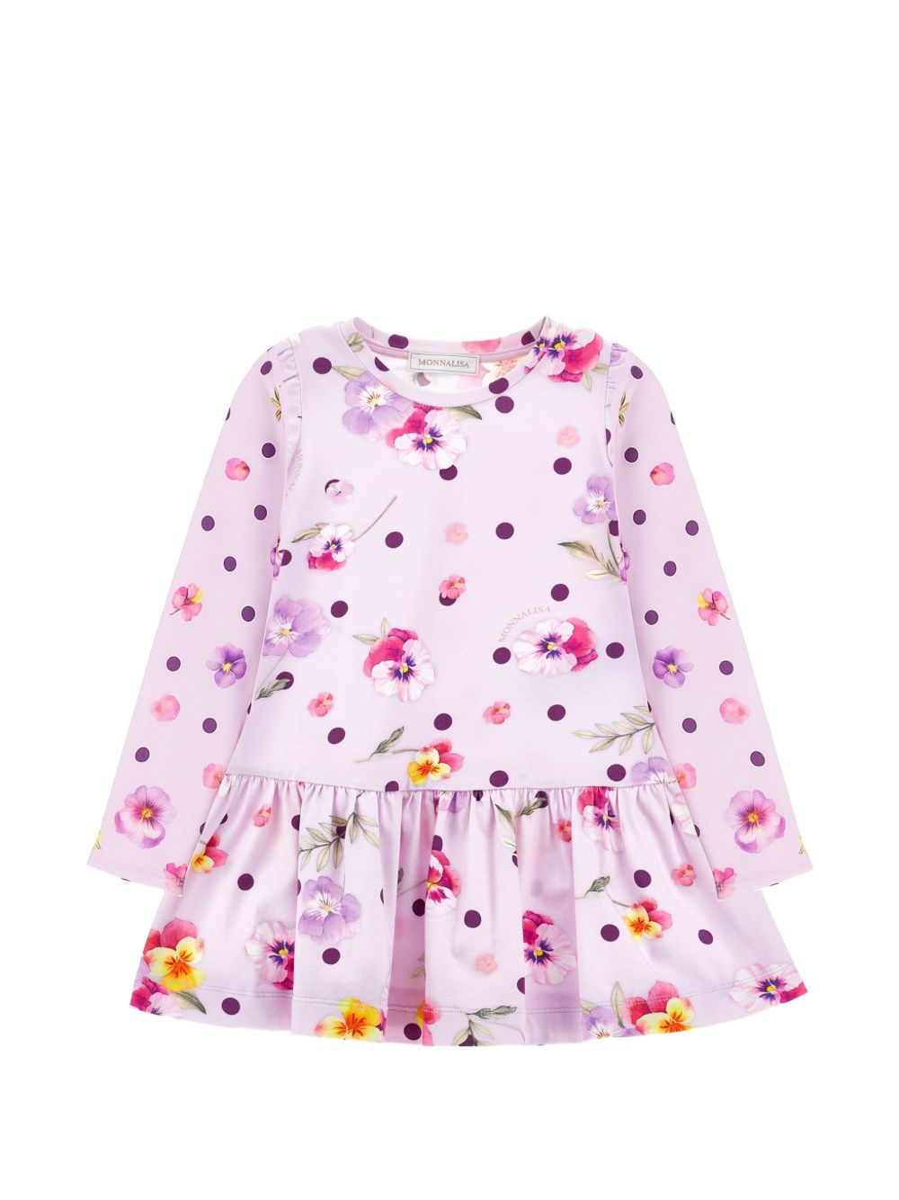 Abito per bambina Monnalisa Kids lilla con stampa a fiori e pois 11H911NP 8653 0063 MONNALISA KIDS 
