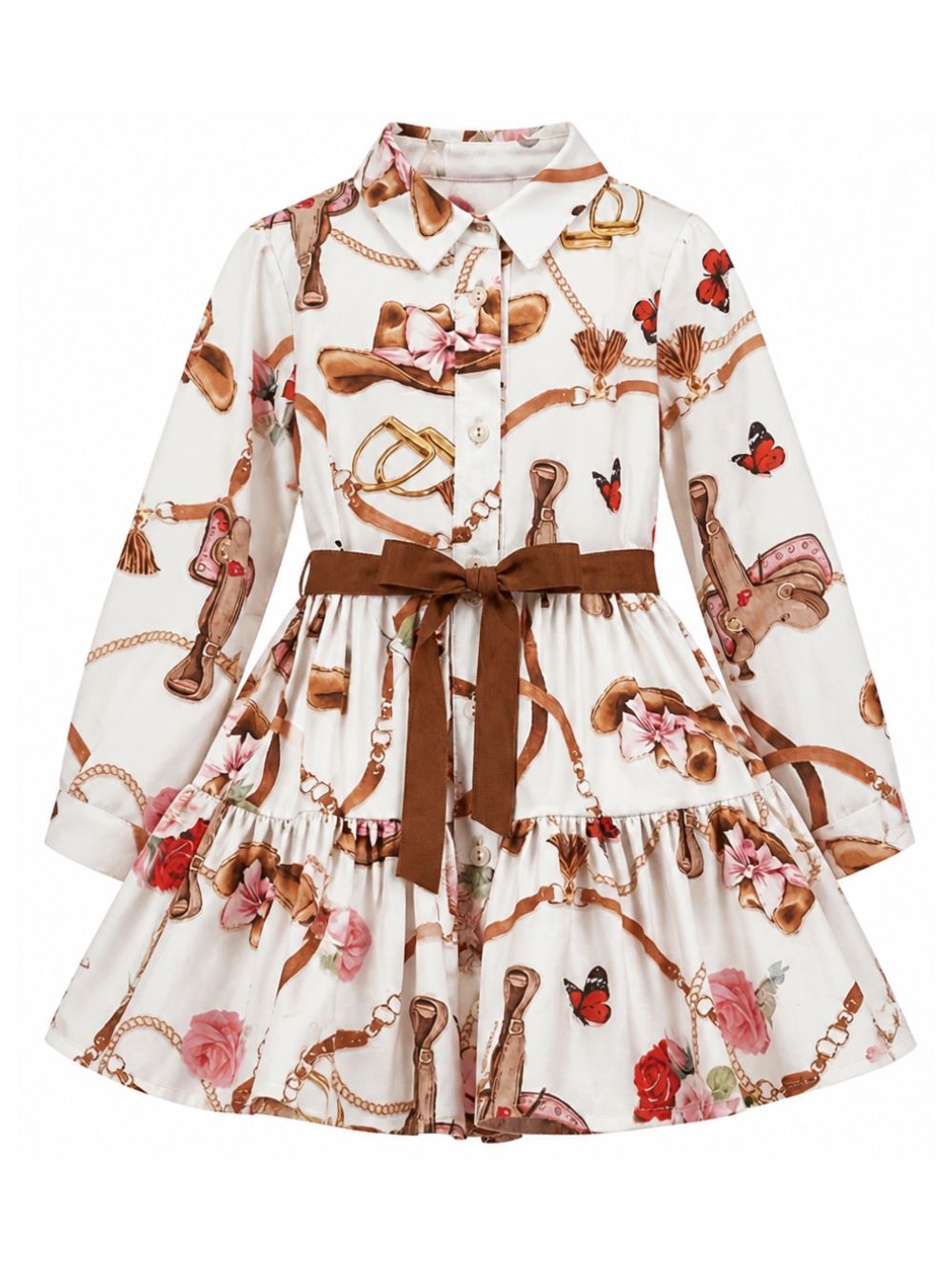 Abito per bambina Monnalisa Kids bianco con stampa grafica all-over 11H912 8622 029F MONNALISA KIDS 