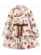 Abito per bambina Monnalisa Kids bianco con stampa grafica all-over 11H912 8622 029F MONNALISA KIDS 