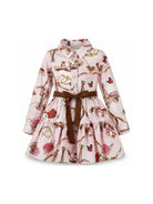 Abito per bambina Monnalisa Kids rosa con stampa grafica all-over 11H912 8622 094F MONNALISA KIDS 