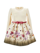 Abito per bambina Monnalisa Kids crema a fiori con ruches 11H917 8677 0184 MONNALISA KIDS 