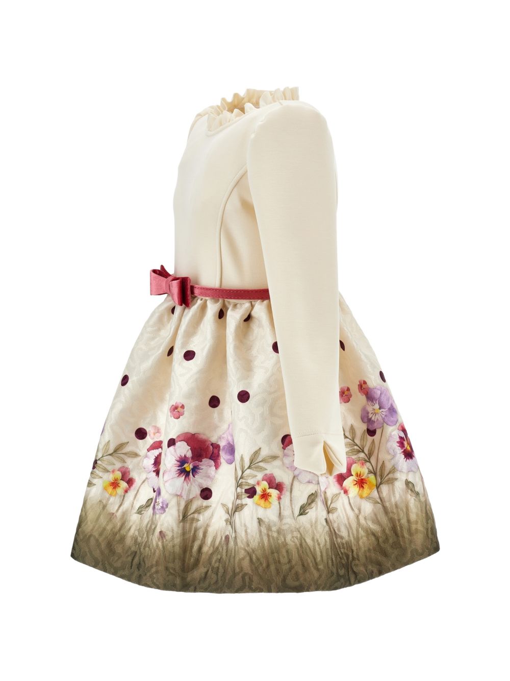 Abito per bambina Monnalisa Kids crema a fiori con ruches 11H917 8677 0184 MONNALISA KIDS 