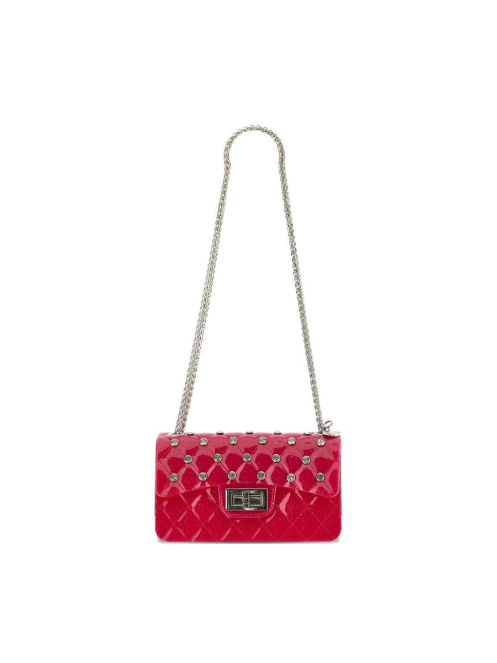 Borsa a spalla per bambina Monnalisa Kids rosso fragola trapuntata con cristalli 17H000 8726 0069 MONNALISA KIDS 