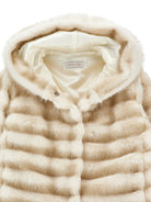 Giacca per bambina Monnalisa Kids beige in pelliccia sintetica con cappuccio 17H101 8033 0001 MONNALISA KIDS 