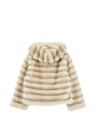 Giacca per bambina Monnalisa Kids beige in pelliccia sintetica con cappuccio 17H101 8033 0001 MONNALISA KIDS 