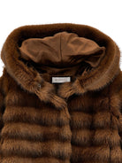 Giacca per bambina Monnalisa Kids marrone in pelliccia sintetica con cappuccio 17H101 8033 0006 MONNALISA KIDS 
