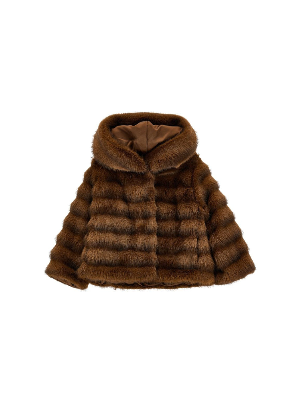 Giacca per bambina Monnalisa Kids marrone in pelliccia sintetica con cappuccio 17H101 8033 0006 MONNALISA KIDS 