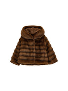 Giacca per bambina Monnalisa Kids marrone in pelliccia sintetica con cappuccio 17H101 8033 0006 MONNALISA KIDS 