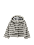 Giacca per bambina Monnalisa Kids grigio in pelliccia sintetica con cappuccio 17H101 8033 0032 MONNALISA KIDS 