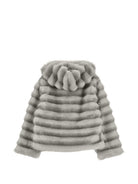 Giacca per bambina Monnalisa Kids grigio in pelliccia sintetica con cappuccio 17H101 8033 0032 MONNALISA KIDS 