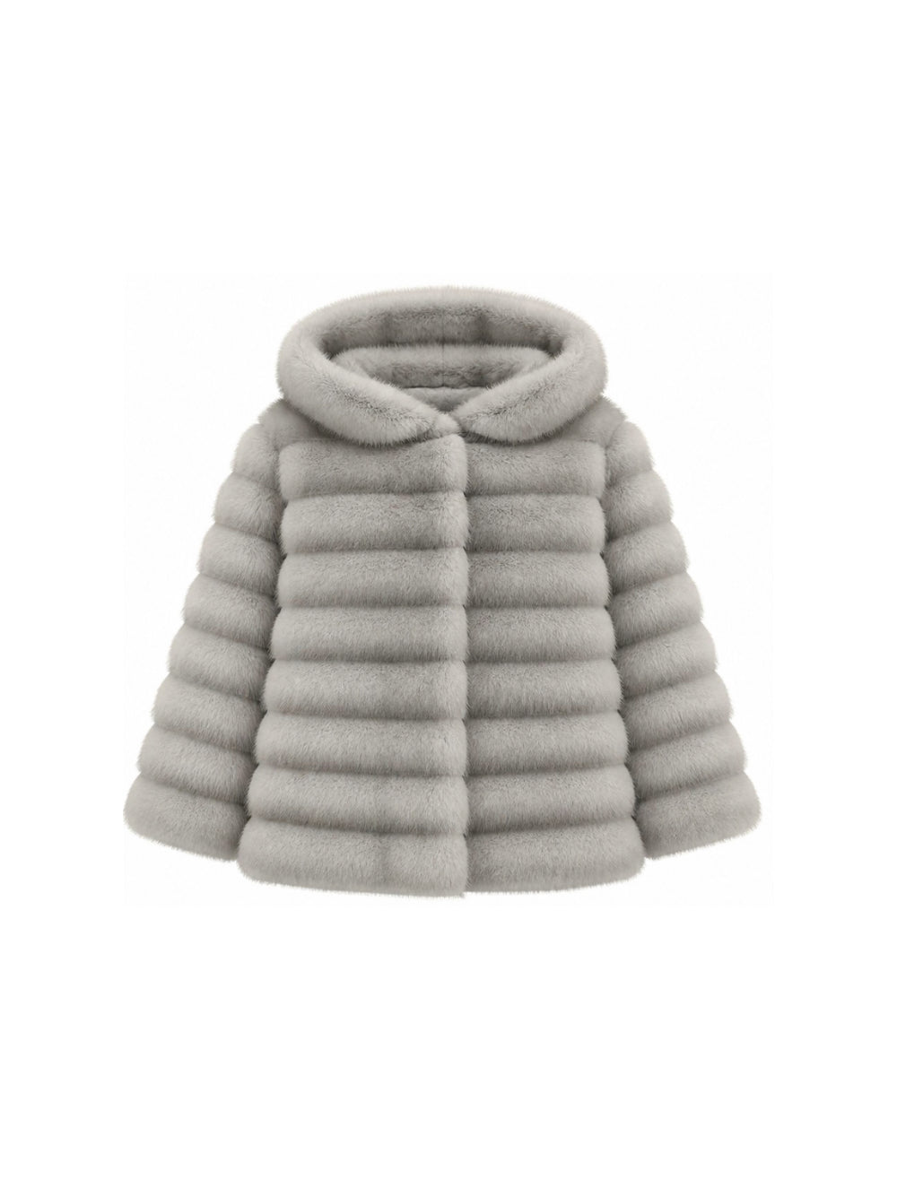 Giacca per bambina Monnalisa Kids grigio in pelliccia sintetica con cappuccio 17H101 8033 0032 MONNALISA KIDS 