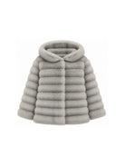 Giacca per bambina Monnalisa Kids grigio in pelliccia sintetica con cappuccio 17H101 8033 0032 MONNALISA KIDS 
