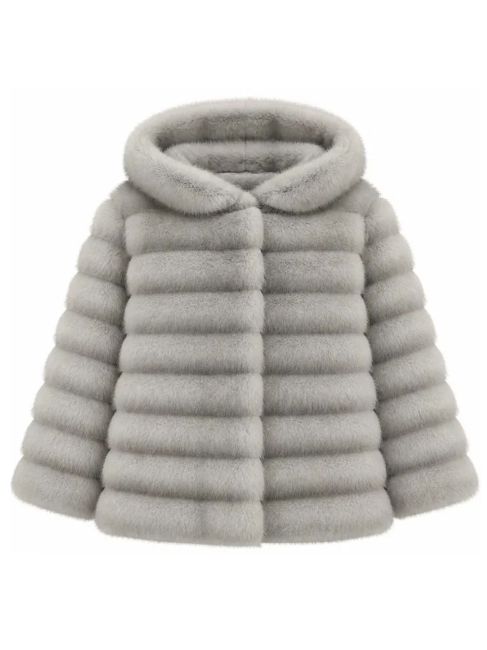 Giacca per bambina Monnalisa Kids grigio in pelliccia sintetica con cappuccio 17H101 8033 0032 MONNALISA KIDS 