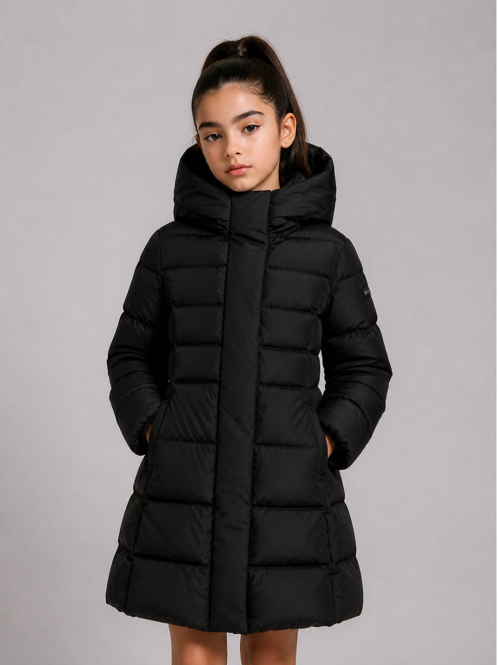 Cappotto trapuntato per bambina Monnalisa Kids nero con cappuccio 17H102 8026 0050 MONNALISA KIDS 