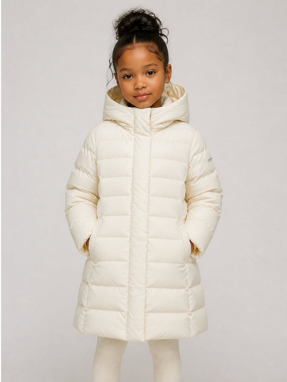 Cappotto trapuntato per bambina Monnalisa Kids beige con cappuccio 17H102 8026 029F MONNALISA KIDS 