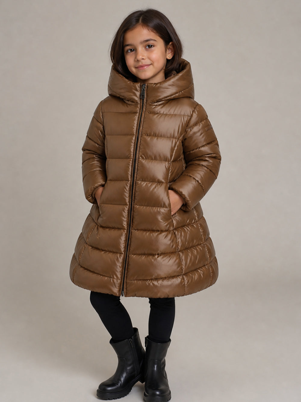 Giubbino per bambina Monnalisa Kids marrone con design imbottito 17H103 8022 0006 MONNALISA KIDS 