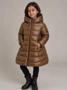 Giubbino per bambina Monnalisa Kids marrone con design imbottito 17H103 8022 0006 MONNALISA KIDS 