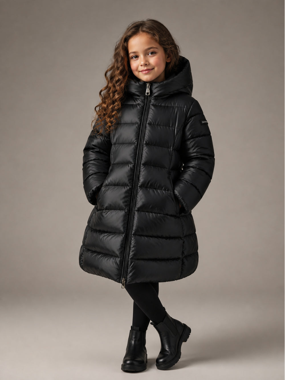 Giubbino per bambina Monnalisa nero con cappuccio 17H103 8022 0050 MONNALISA KIDS 