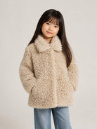 Cappotto per bambina Monnalisa Kids beige in pelliccia sintetica 17H104 8031 029F MONNALISA KIDS 