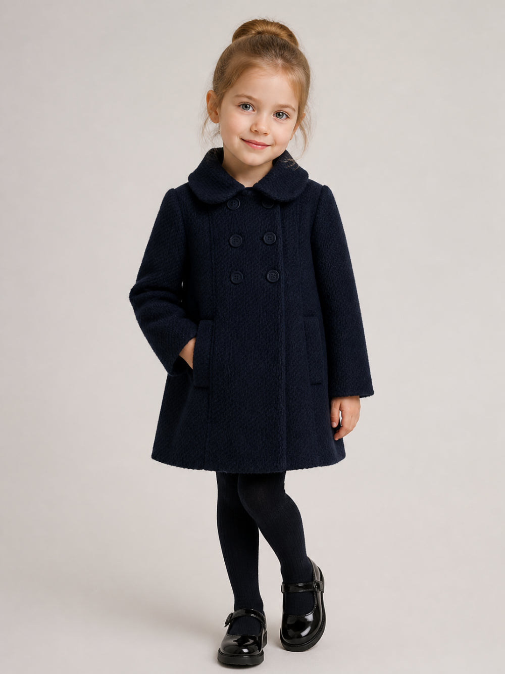Cappotto per bambina Monnalisa Kids blu con colletto alla Peter Pan 17H106 8360 056S MONNALISA KIDS 