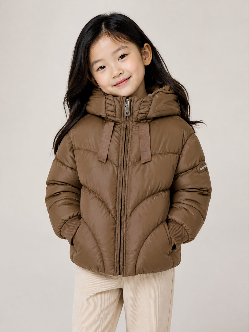Giubbino per bambina Monnalisa Kids marrone con design trapuntato 17H107 8022 0006 MONNALISA KIDS 