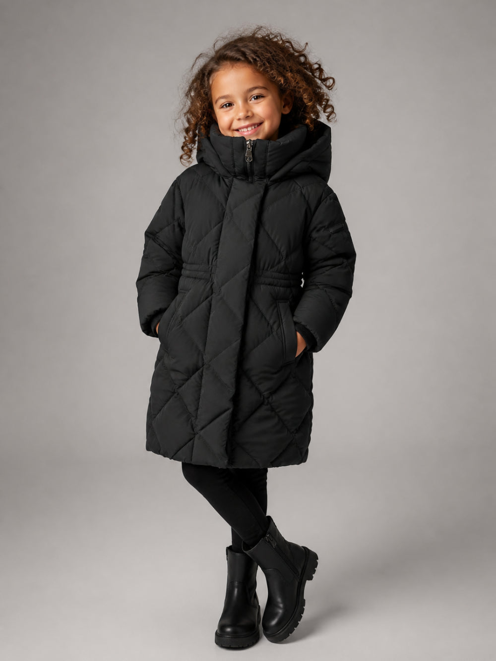 Giubbino per bambina Monnalisa Kids nero con trapuntatura a diamante 17H108 8025 0050 MONNALISA KIDS 