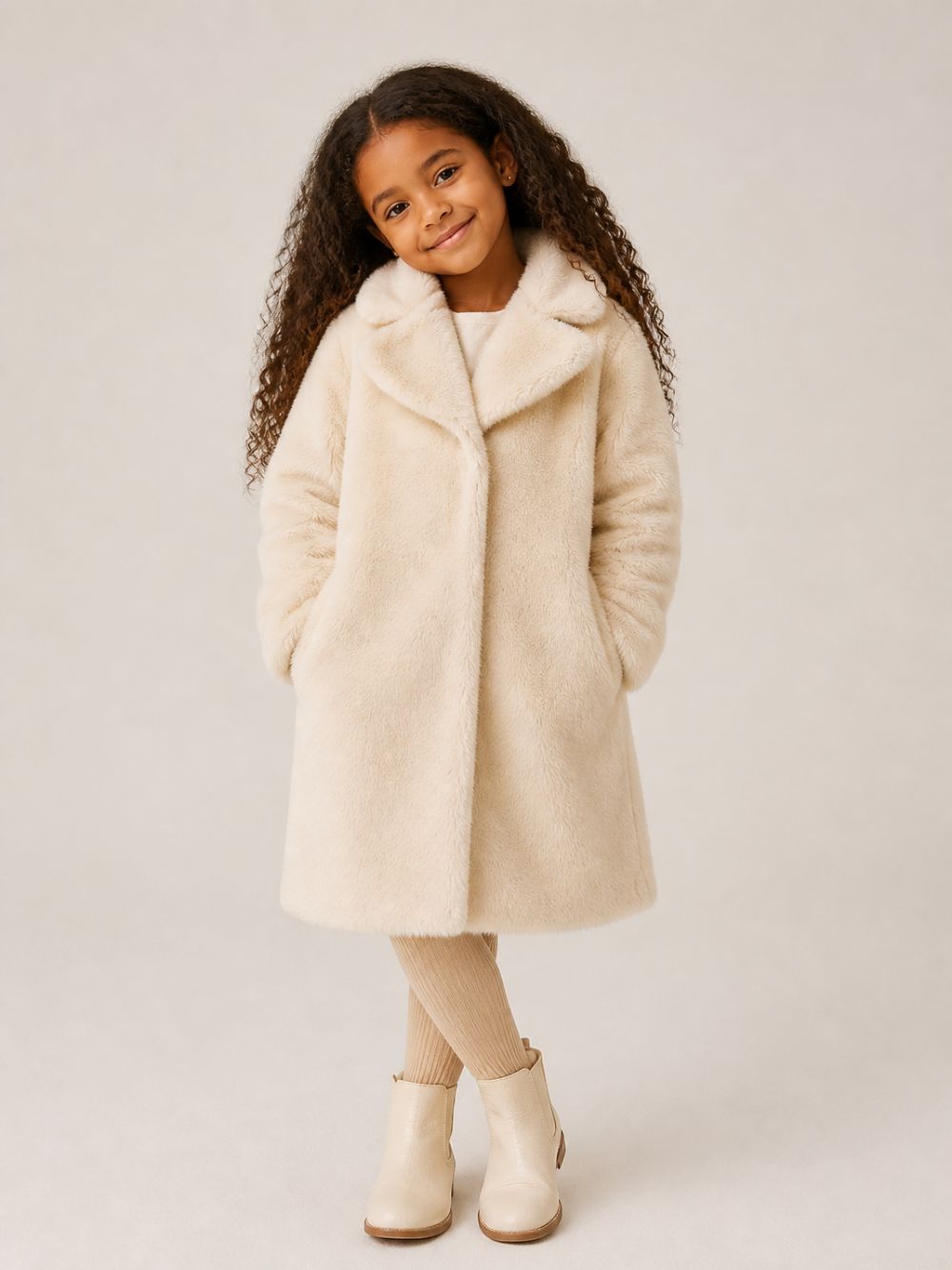 Cappotto per bambina Monnalisa Kids biege con colletto 17H109 8034 0001 MONNALISA KIDS 