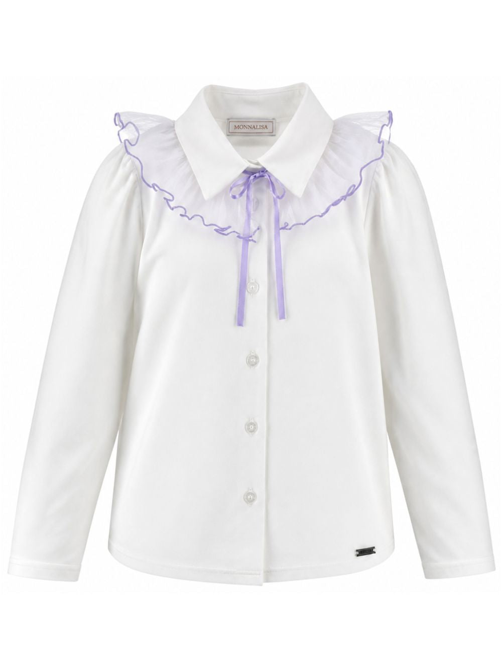 Camicia per bambina Monnalisa Kids bianca con colletto con ruches 17H300 8201 0163 MONNALISA KIDS 