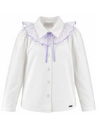 Camicia per bambina Monnalisa Kids bianca con colletto con ruches 17H300 8201 0163 MONNALISA KIDS 