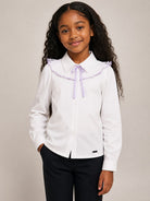 Camicia per bambina Monnalisa Kids bianca con colletto con ruches 17H300 8201 0163 MONNALISA KIDS 