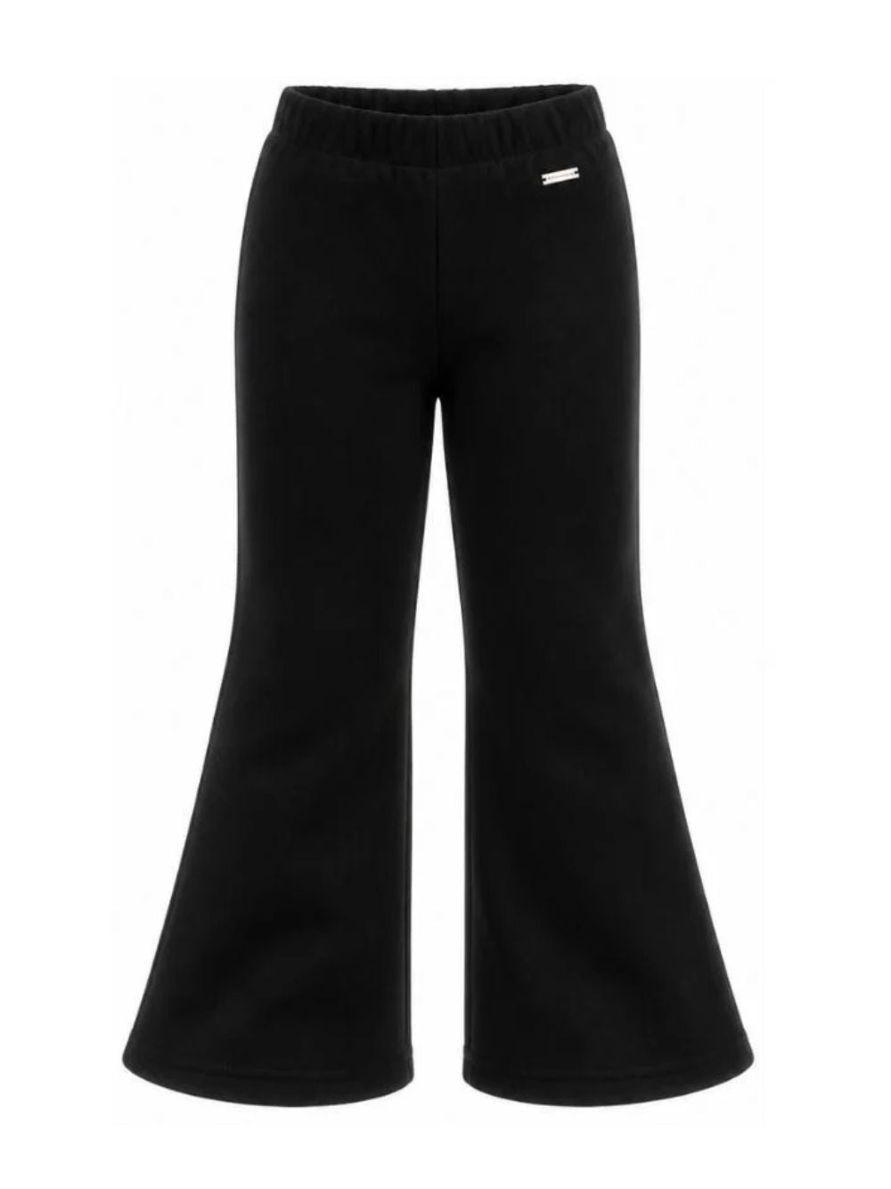 Pantaloni svasati per bambina Monnalisa Kids neri con placca logo 17H403 8220 0050 MONNALISA KIDS 