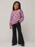 Pantaloni svasati per bambina Monnalisa Kids blu con placca logo 17H403 8220 0056 MONNALISA KIDS 