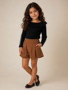Shorts per bambina Monnalisa Kids marrone in velluto a coste 17H404 8852 0005 MONNALISA KIDS 