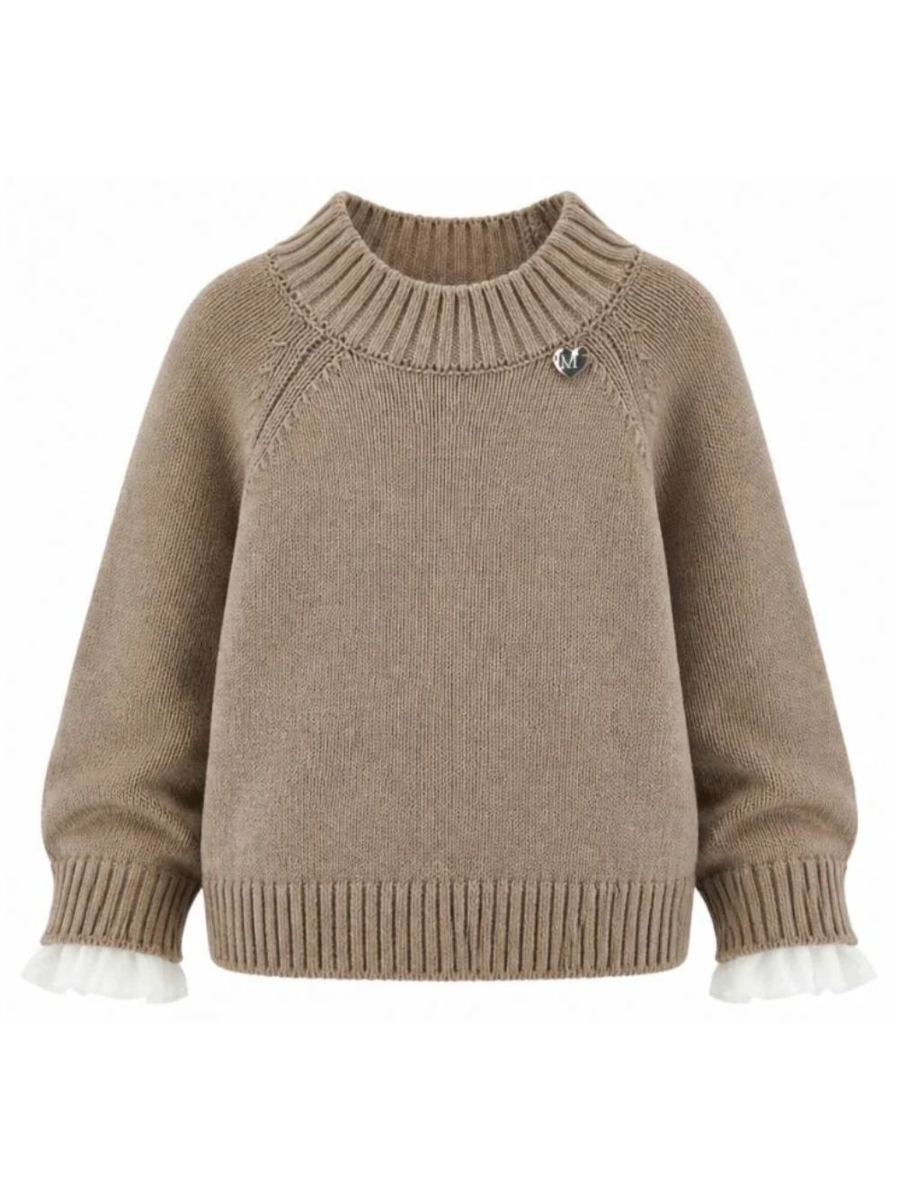 Maglione per bambina Monnalisa Kids marrone con design lavorato a maglia 17H601 8060 0003 MONNALISA KIDS 