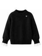 Maglione per bambina Monnalisa Kids nero con design lavorato a maglia 17H601 8060 0050 MONNALISA KIDS 