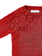 Maglione per bambina Monnalisa Kids rosso con ricamo fiori all'uncinetto sul davanti 17H602 8062 0043 MONNALISA KIDS 