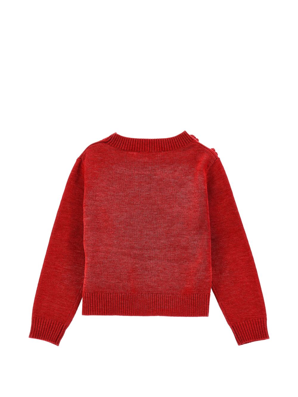Maglione per bambina Monnalisa Kids rosso con ricamo fiori all'uncinetto sul davanti 17H602 8062 0043 MONNALISA KIDS 
