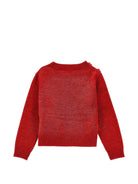 Maglione per bambina Monnalisa Kids rosso con ricamo fiori all'uncinetto sul davanti 17H602 8062 0043 MONNALISA KIDS 