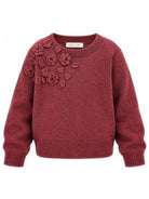 Maglione per bambina Monnalisa Kids rosa con ricamo fiori all'uncinetto sul davanti 17H602 8062 0098 MONNALISA KIDS 