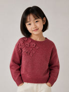 Maglione per bambina Monnalisa Kids rosa con ricamo fiori all'uncinetto sul davanti 17H602 8062 0098 MONNALISA KIDS 