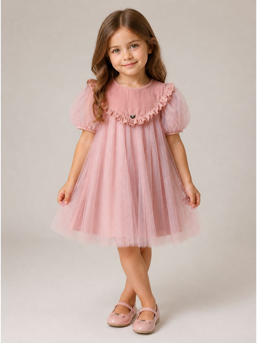 Abito per bambina Monnalisa Kids rosa con inserti in tulle 17H901 T9945 0063 MONNALISA KIDS 