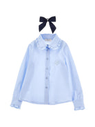 Camicia per bambina Monnalisa Kids azzurra con colletto con ruches 18HANA 8153 5856 MONNALISA KIDS 